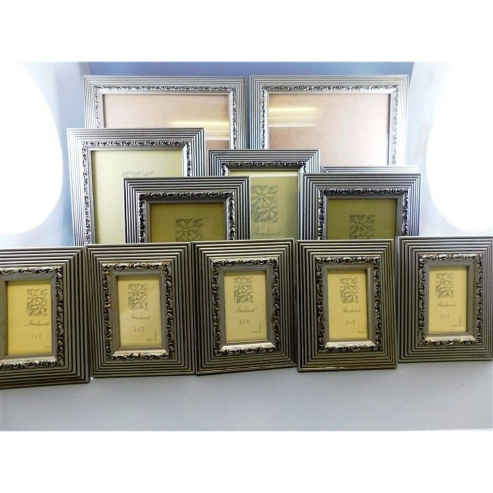 41/818 Lot of 12 Crown Court Pewter Finish Frames (5-2x3)(3-3x5)(1-4x6)(1-5x7)(2